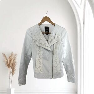 Guess Callie White Vegan Leather Moto Jacket